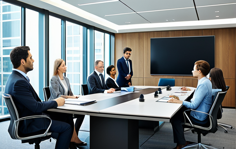 Global Business Meeting**

"A diverse group of business professionals fully clothed, in a modern conference room, discussing international finance, safe for work, appropriate content, professional, well-lit, serious expressions, perfect anatomy, natural proportions, modest dress."

**