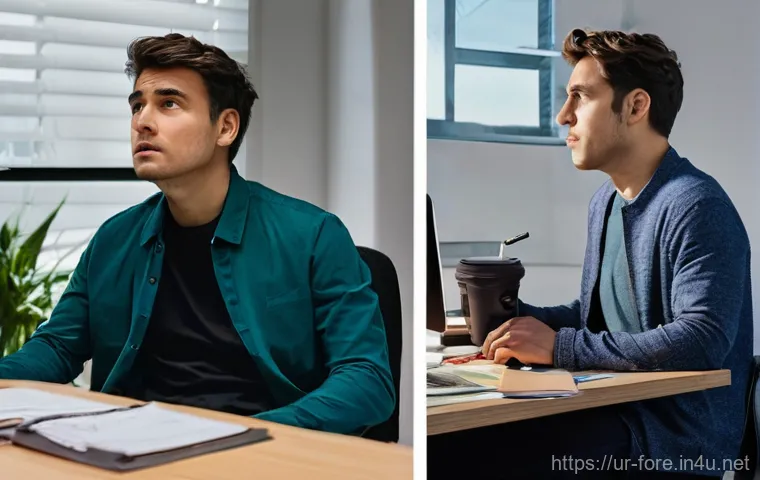 외환관리사와 직무 만족도 상승 비결 - **Prompt:** A diptych (two-panel image) contrasting two traders.
    *   **Left Panel (Unsuccessful ...