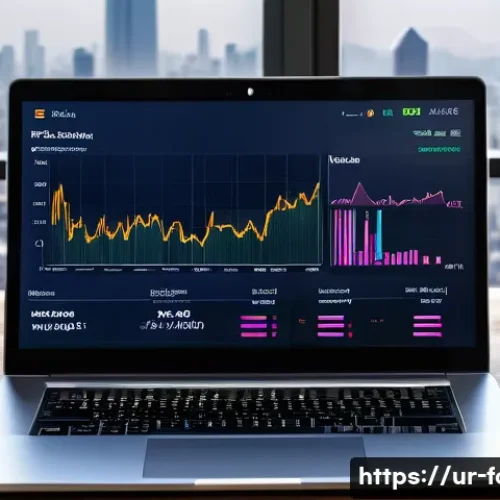 외환관리사와 신기술의 도입 사례 - A modern digital financial platform dashboard displayed on a sleek laptop screen, showing real-time ...