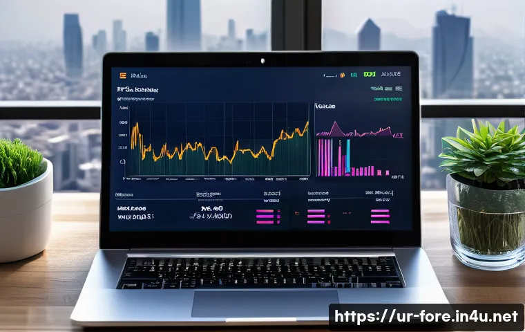 외환관리사와 신기술의 도입 사례 - A modern digital financial platform dashboard displayed on a sleek laptop screen, showing real-time ...