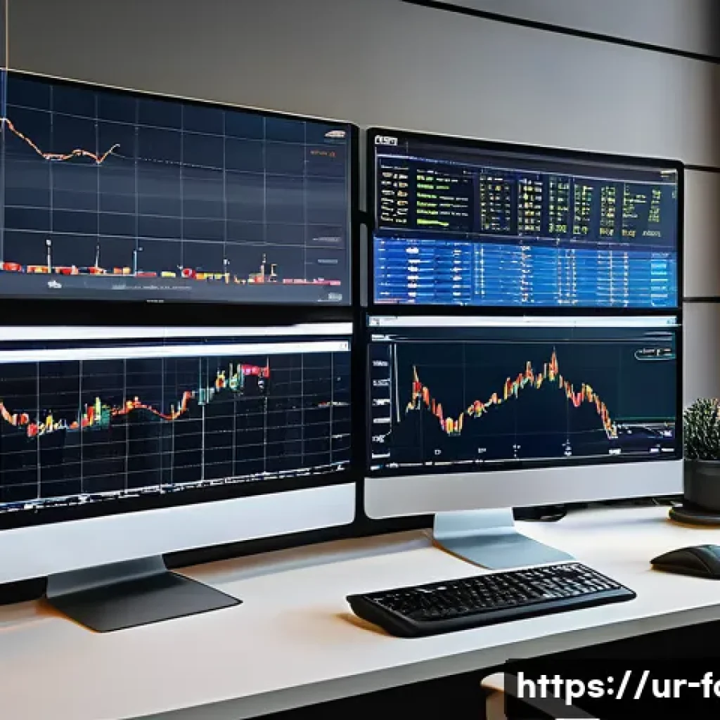 외환관리사와 환율 변동 분석 - A detailed digital illustration of a modern financial analyst’s desk in a high-rise office in Karach...