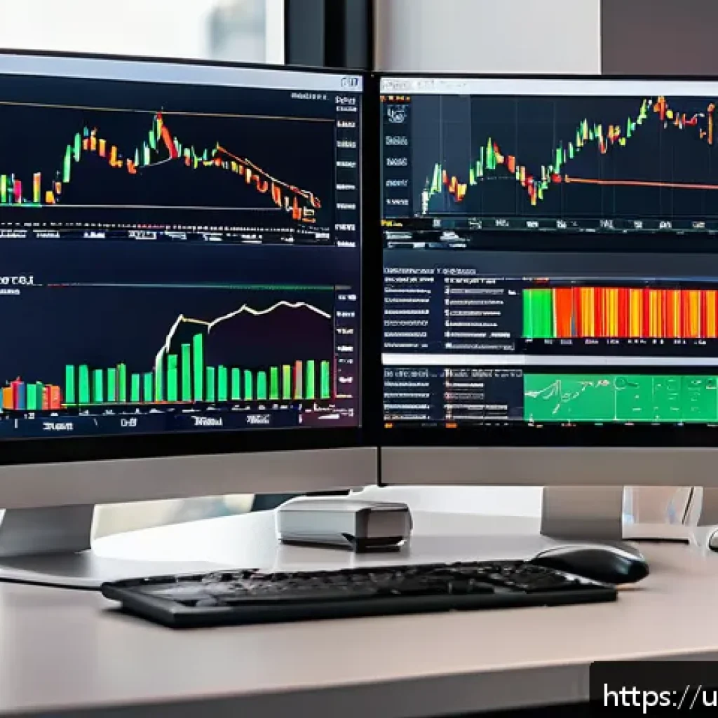 외환관리사 중점 과목 완벽 정리 - A detailed financial trading desk setup in a modern office with multiple large monitors displaying F...