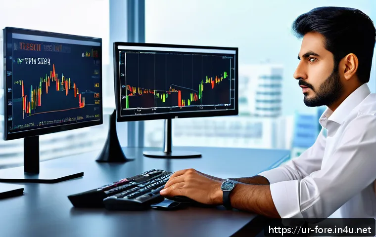 외환관리사와 환차손 방지 방법 - A professional Pakistani investor in a modern office setting, analyzing diverse currency charts on m...