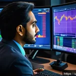 외환관리사와 외환 관련 경제학 이론 - A detailed digital illustration of a modern Forex trading room set in Karachi, Pakistan, showing a y...