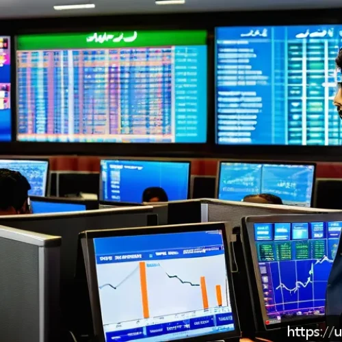 외환관리사와 외환 관리 성공 팁 공유 - A modern Forex trading desk scene in Karachi, Pakistan, showing a professional male trader in busine...
