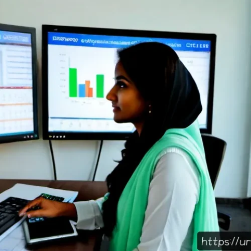Home 30 외환관리사와 업무 환경 변화 - Photorealistic modern foreign exchange management office in Karachi, Pakistan, a Pakistani female fi...