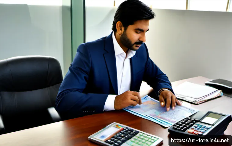 Home 17 외환관리사와 외환 정책 변화 분석 연구 - Photorealistic Pakistani foreign exchange analyst in modest professional attire reviewing currency m...